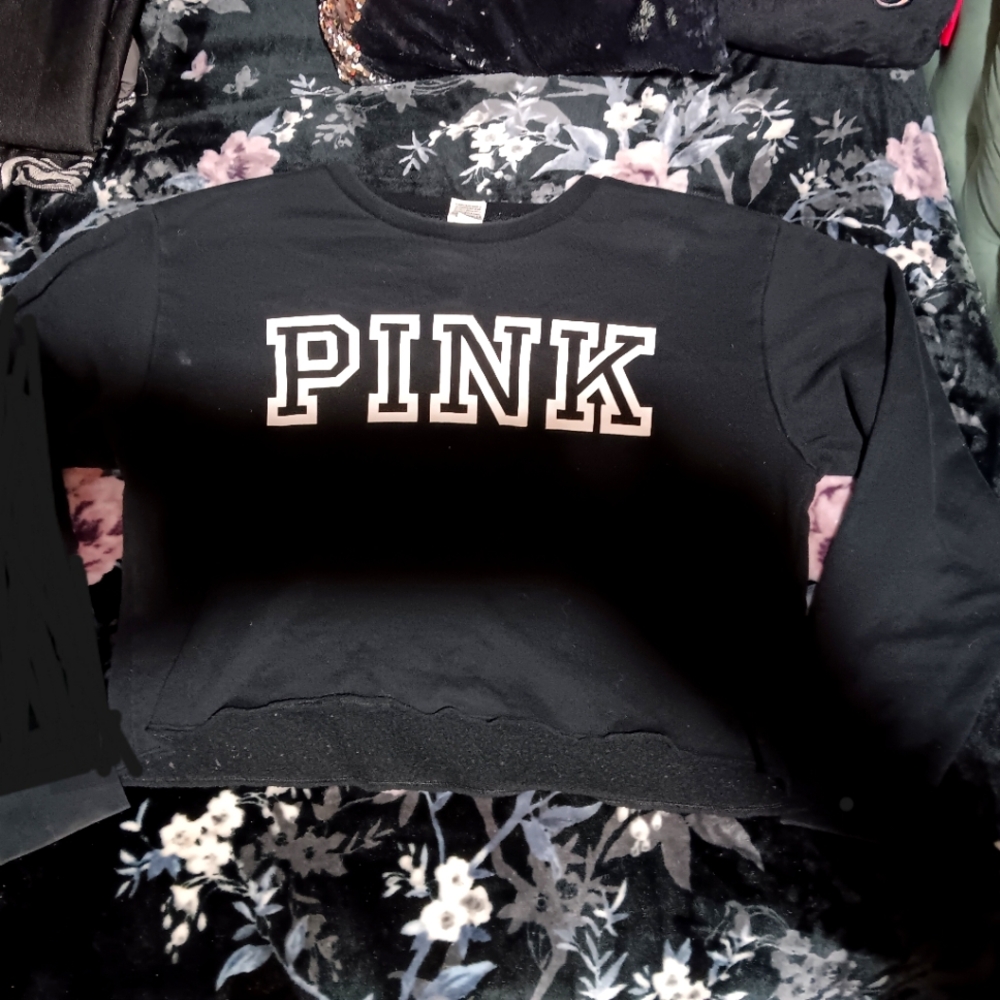 Black PINK Cropped Sweatshirt